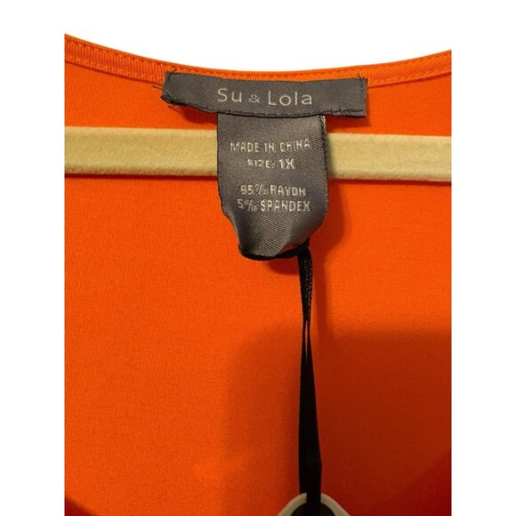 Su & Lola Orange Slinky Solid Size 1X Loose Women’s Tank Top - Picture 3 of 4